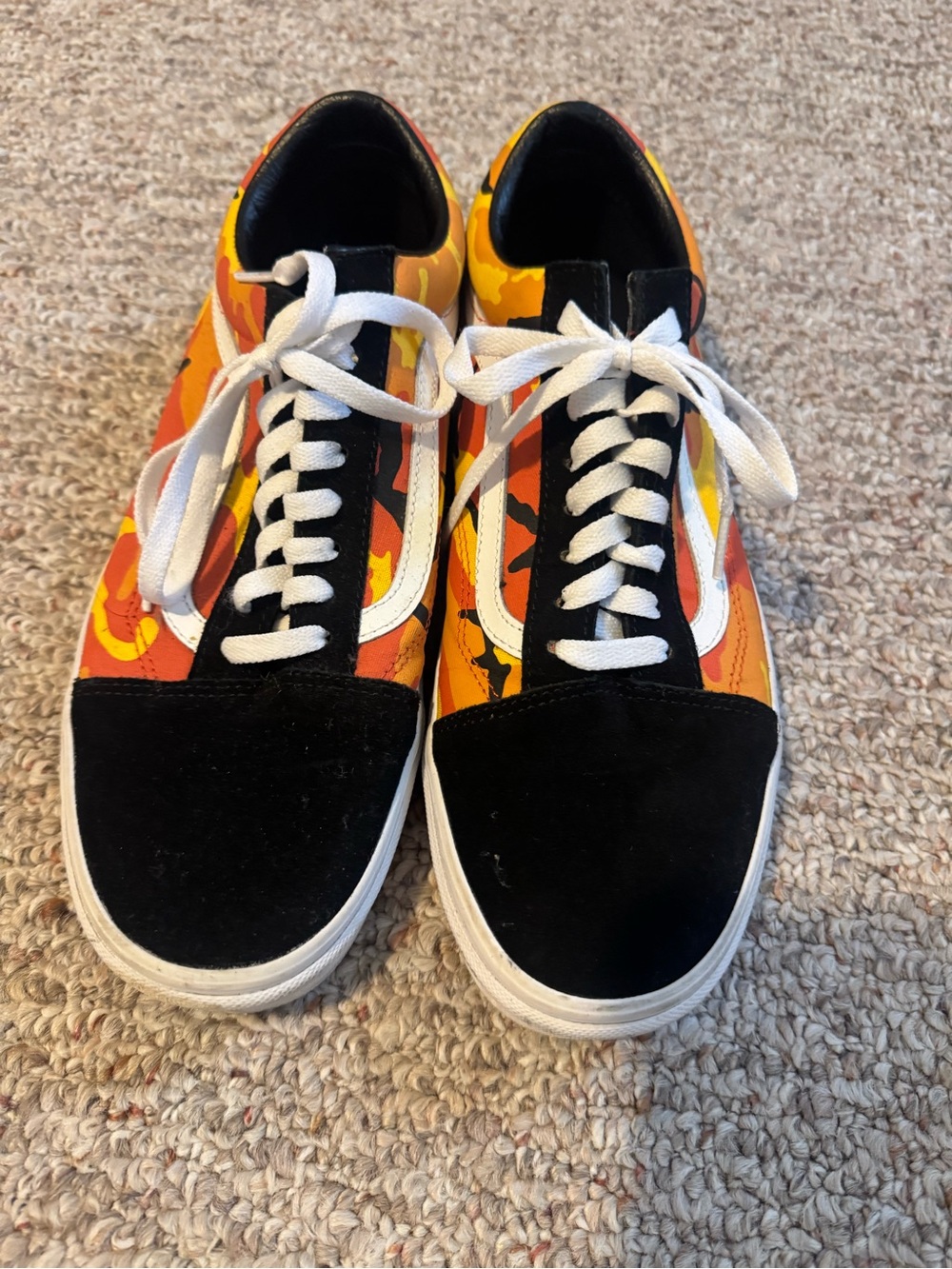 Vans Old Skool Low-Top Sneakers in Black, Orange & Yellow Camo